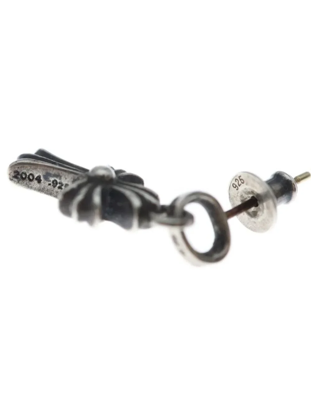 Chrome Hearts Bby Pprchn Baby Fat Cross Drop Single Earring Silver